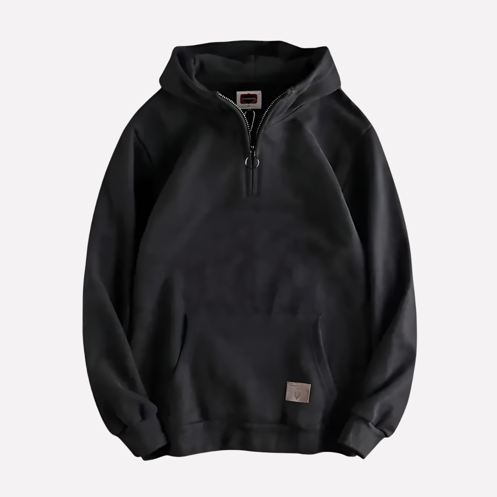 Zachte heren hoodie met halve rits en capuchon, perfect als casual en comfortabele bovenkleding voor mannen.