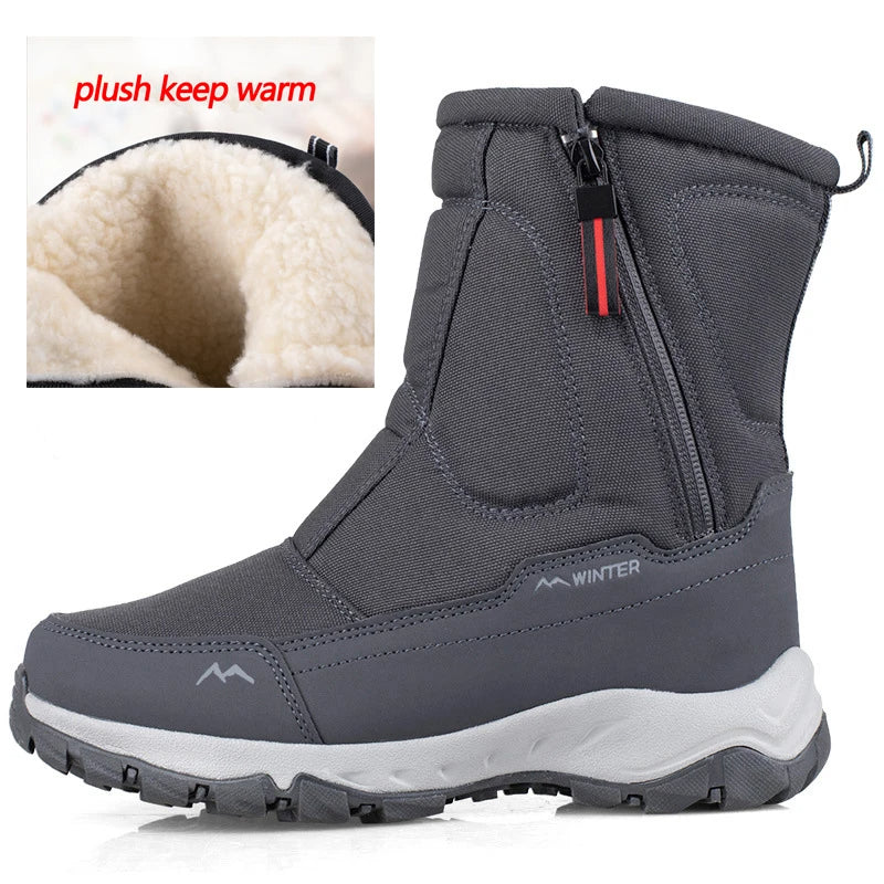 Waterdichte heren winterlaarzen met warme voering, ideaal voor sneeuw en koud weer. Perfect voor outdoor activiteiten.