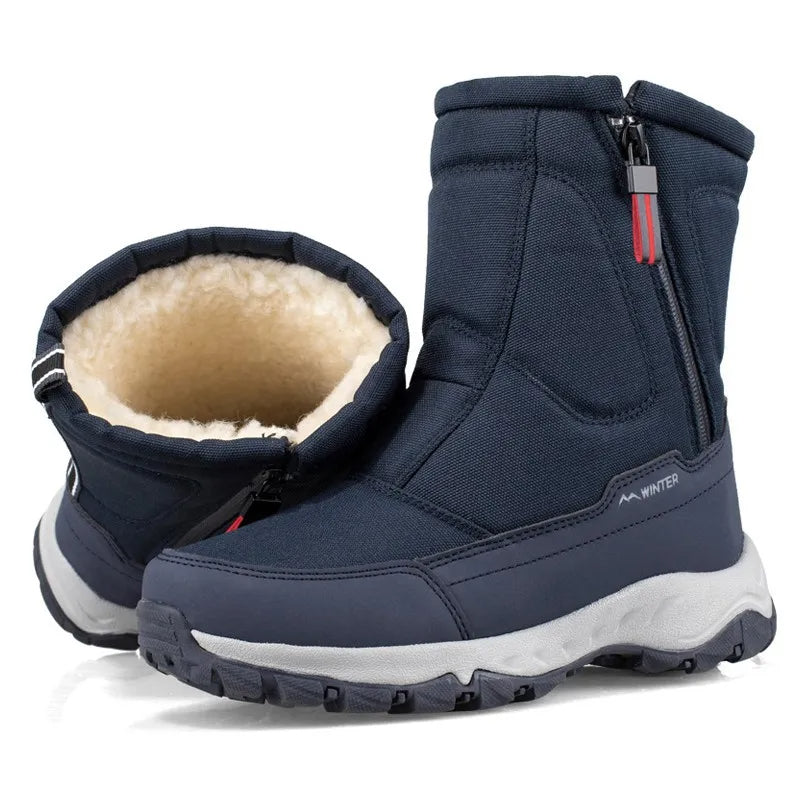 Robuuste waterdichte heren snowboots, perfect voor winterwandelingen in de sneeuw. Duurzame winterlaarzen.