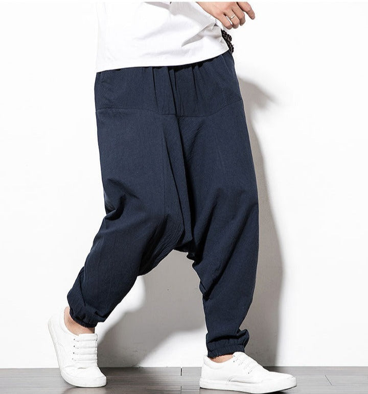 Heren casual mode: comfortabele harem broek, veelzijdig en stijlvol te combineren.