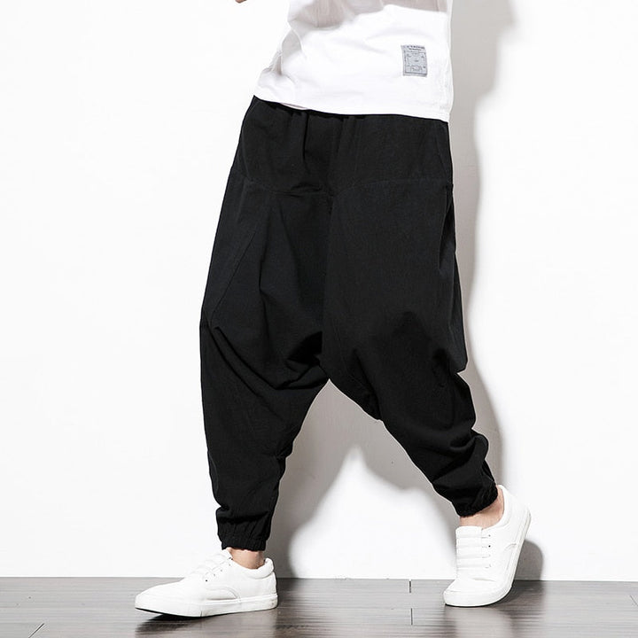 De unieke baggy fit van de heren harem trainingsbroek, perfect voor comfort.