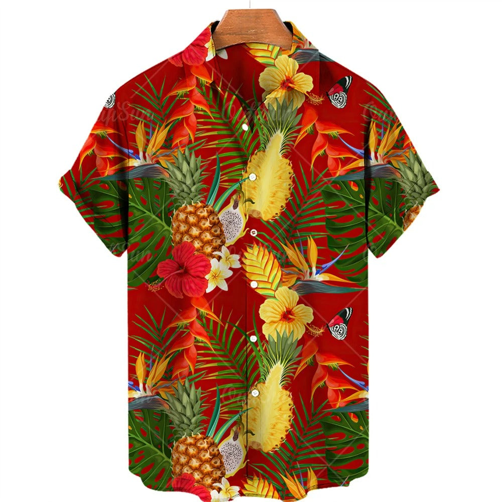 Heren overhemd 'Mateo' met tropische print en korte mouwen, perfecte zomerkleding voor heren.