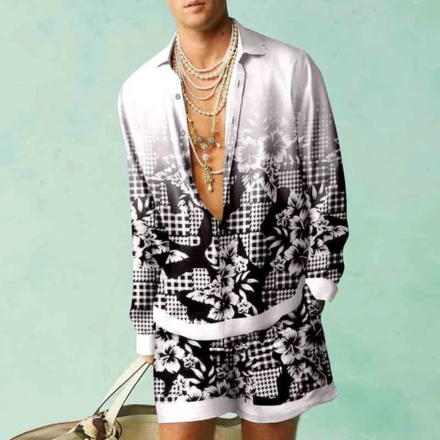 Trendige heren Hawaii set Fabio met tropische print, de ultieme zomer mode outfit voor een relaxte look.