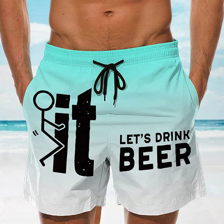 Trendy heren zwemshort Fabio voor de zomer. Ideale strandkleding met vrolijke Hawaii-print en elastische band.