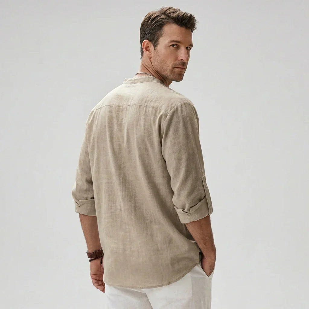 Stijlvol casual heren Henley shirt, ideaal voor lente en zomer. Comfortabel en ademend.