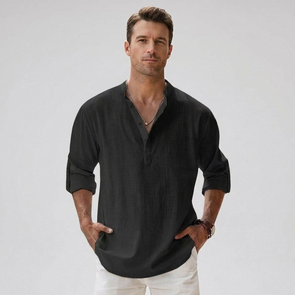 Veelzijdig heren Henley overhemd, ademend en lichtgewicht, voor elke zomerse gelegenheid.