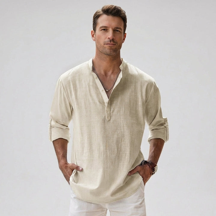 Lichtgewicht heren Henley button-up, ademend voor ultiem comfort op warme zomerdagen.