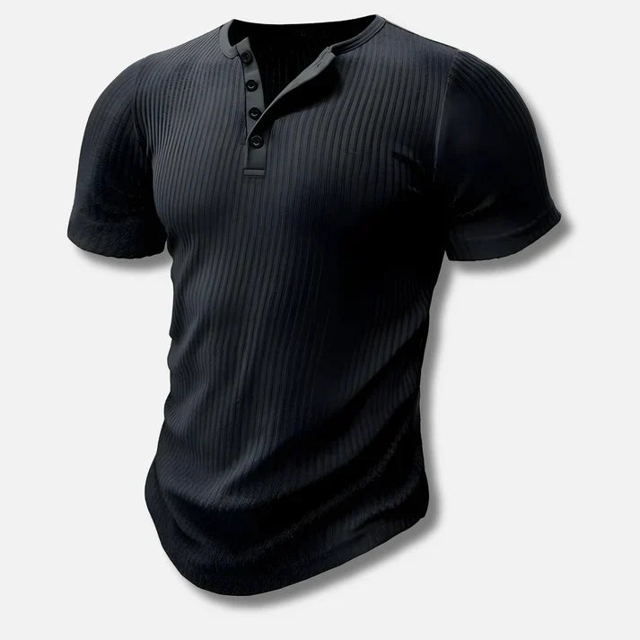 Comfortabel heren Henley T-shirt, slim fit met knoopsluiting, perfect voor dagelijkse zomerkleding.