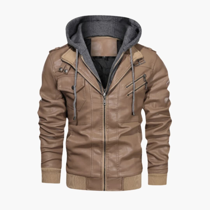 Veelzijdige heren jas met capuchon en borstzakken, geschikt voor sportieve outfits of als casual jack.