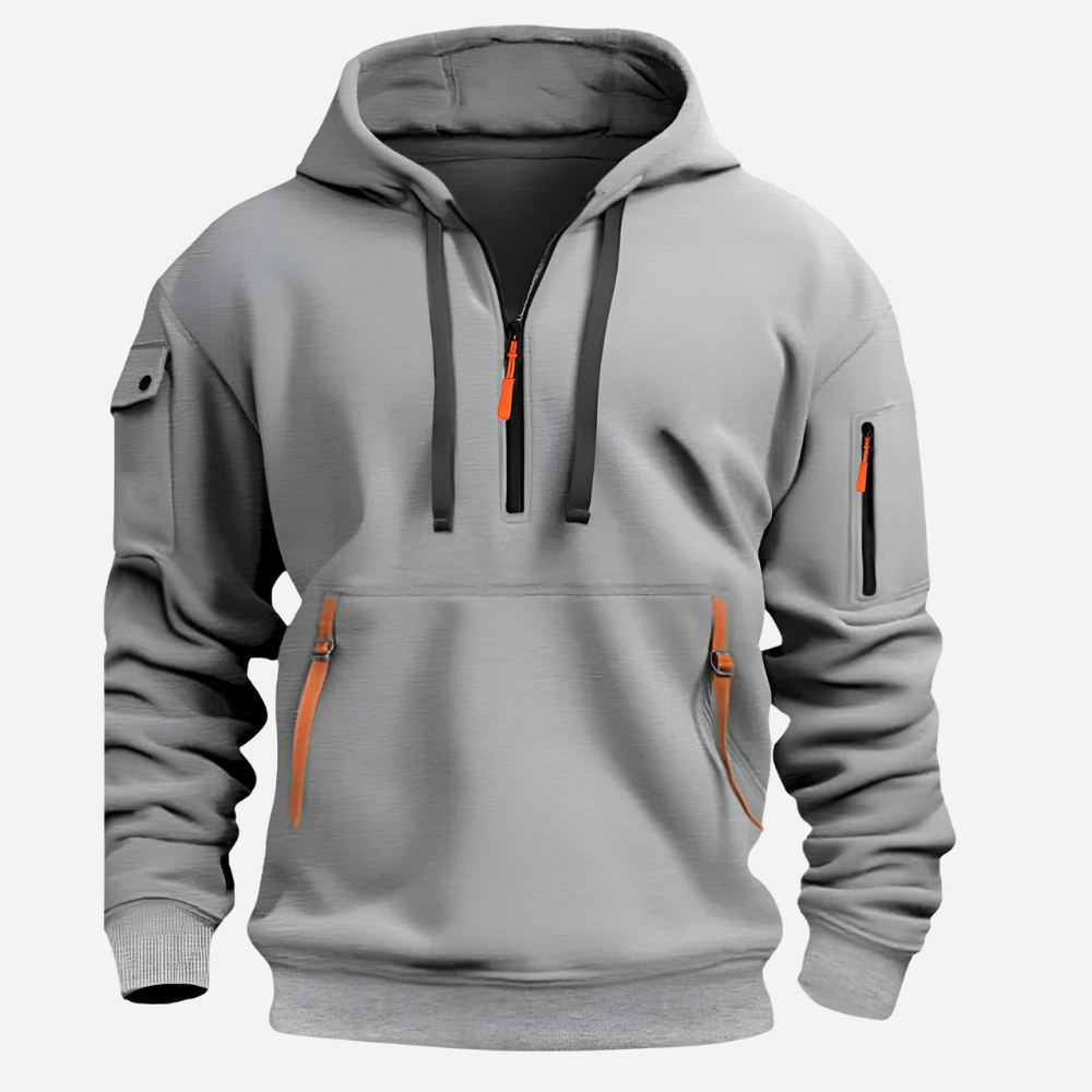 Stijlvol heren ritsvest met capuchon, ideaal voor sportieve of casual herenkleding.