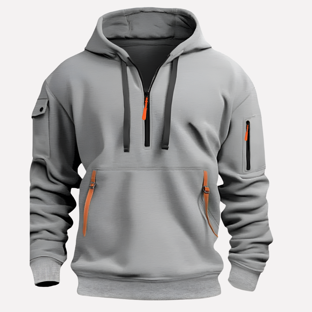 Stijlvol heren ritsvest met capuchon, ideaal voor sportieve of casual herenkleding.