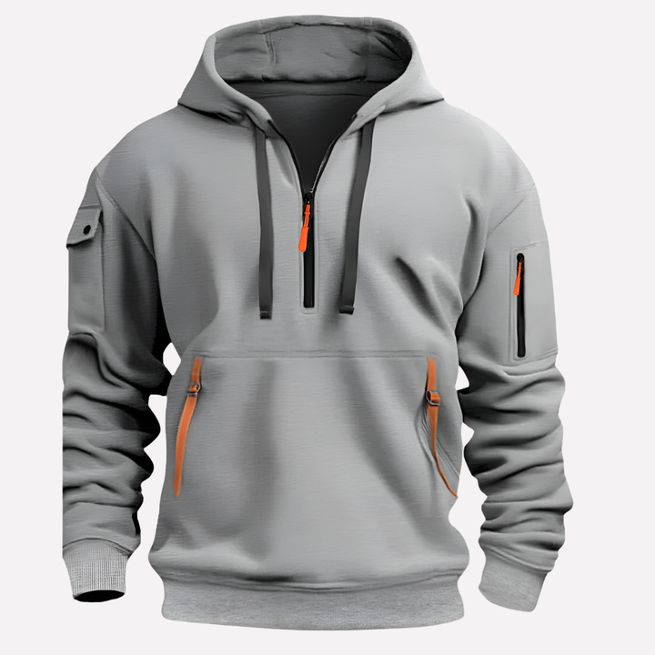 Stijlvol heren ritsvest met capuchon, ideaal voor sportieve of casual herenkleding.