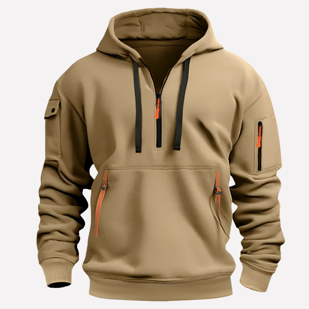 Comfortabele casual heren hoodie met rits en verstelbare capuchon, perfect voor elke dag.