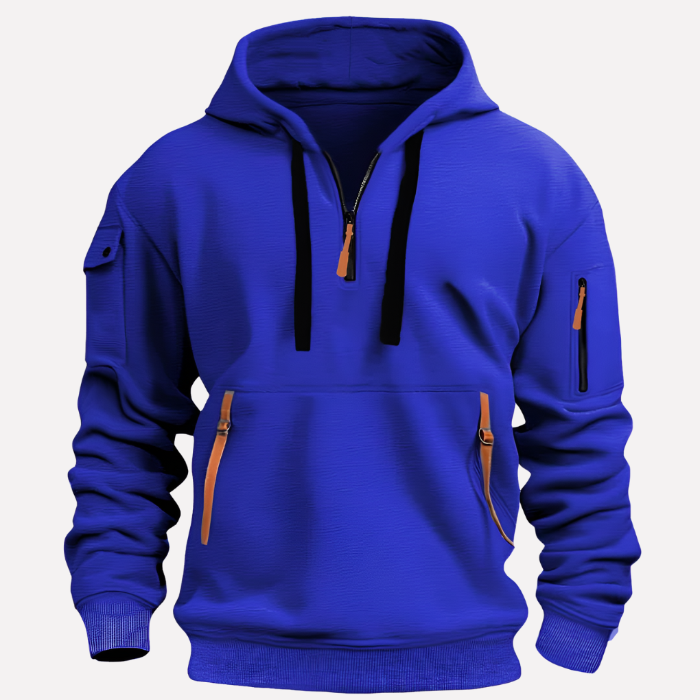 Klassiek heren hoodie vest met volledige rits en verstelbare capuchon, tijdloos design.