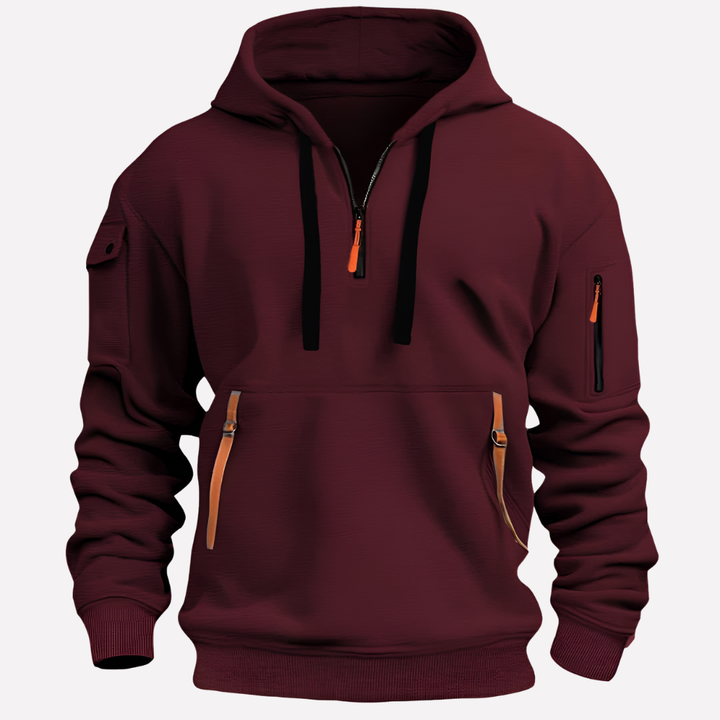 Moderne heren hoodie met rits voor een casual of sportieve look; comfortabele herenkleding.