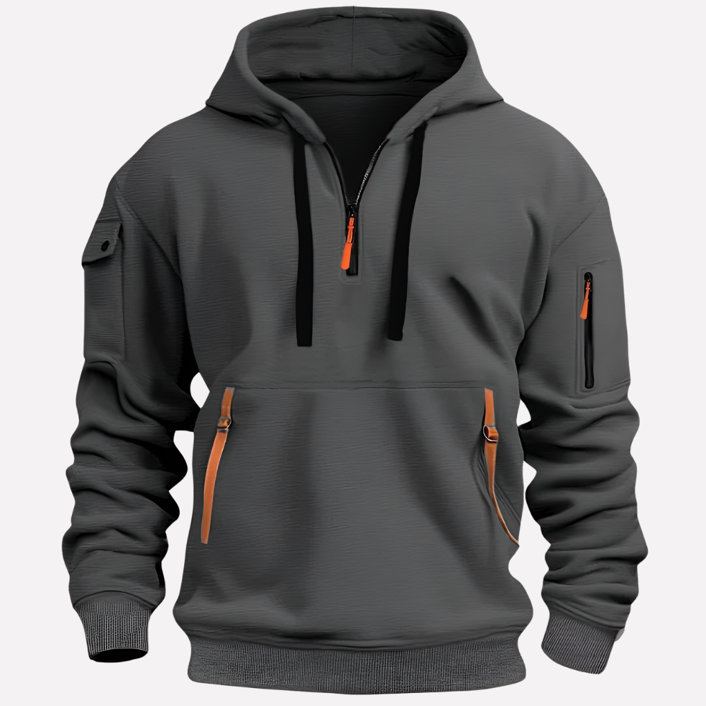 Heren vest met rits en praktische verstelbare capuchon, essentieel voor herenmode.