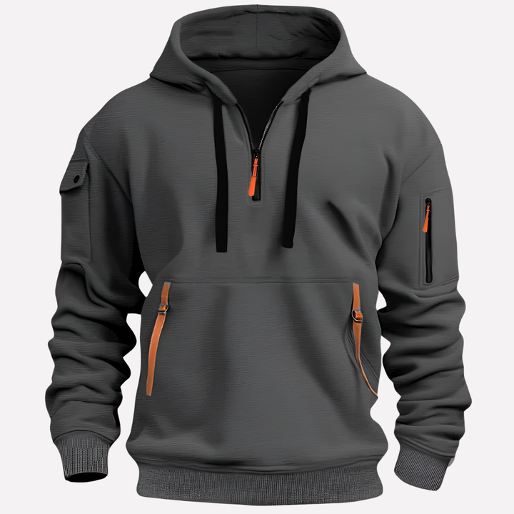 Heren vest met rits en praktische verstelbare capuchon, essentieel voor herenmode.