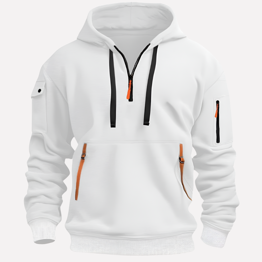 Hoge kwaliteit heren hoodie met rits en capuchon, perfect voor dagelijks comfort en stijl.