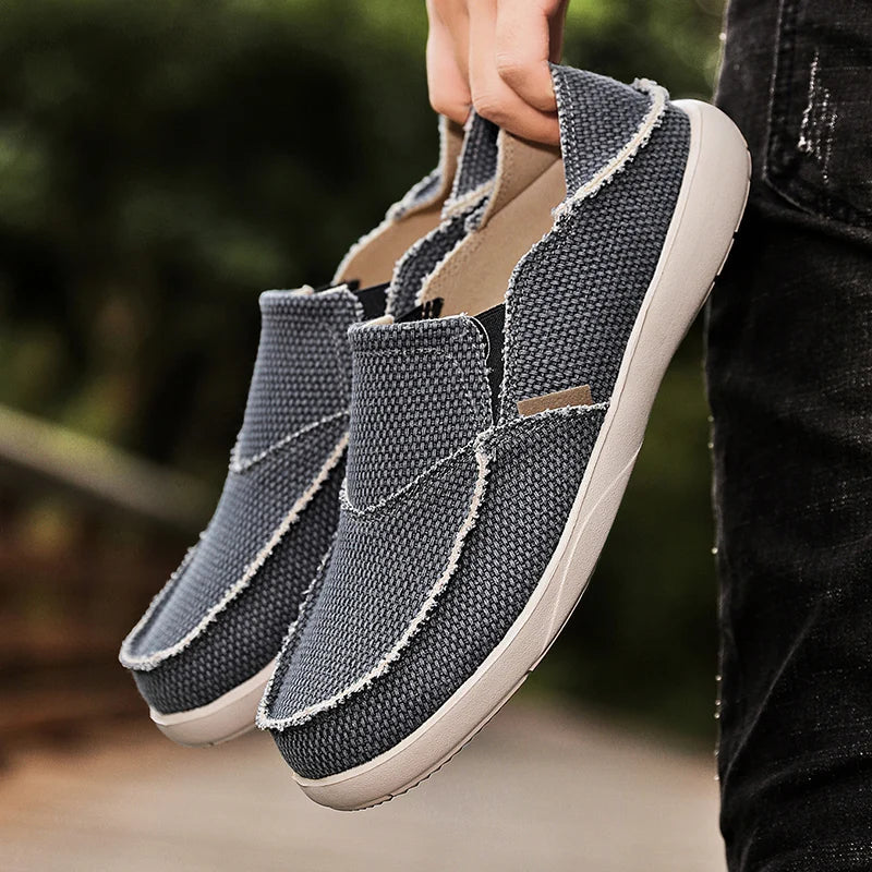Casual heren zomer instappers, lichtgewicht canvas slippers voor zowel strand als stad. Ultiem comfort.