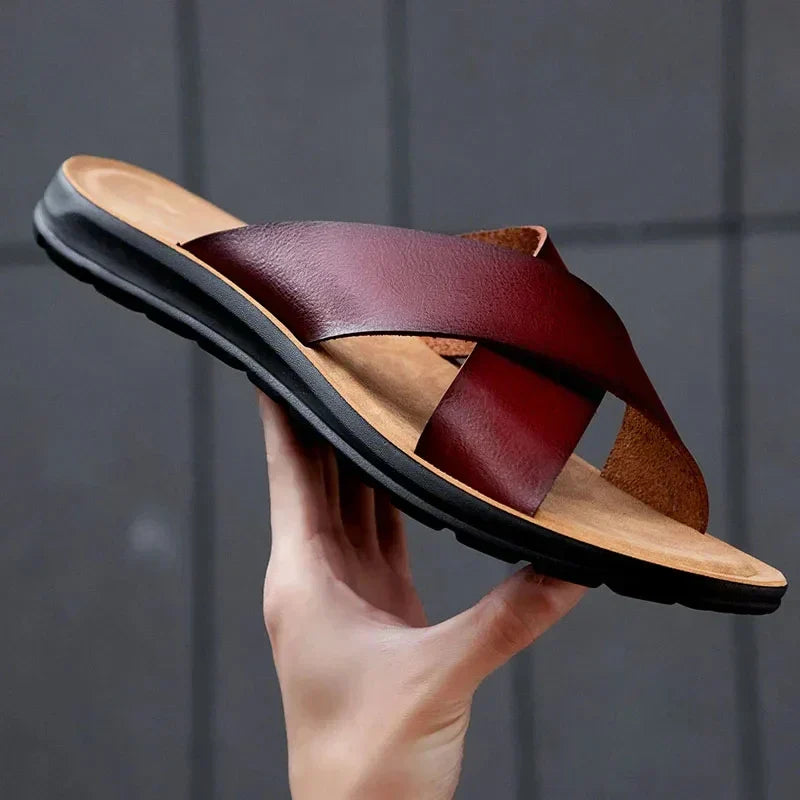 Leren open herenschoenen Lorenzo. Ademend en stijlvol voor ultiem comfort tijdens warme zomerdagen.