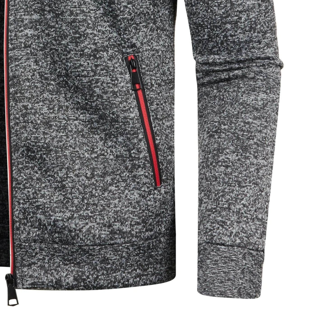 Stijlvol marineblauw heren jack; een comfortabel ritsjack met opstaande kraag voor dagelijks gebruik.