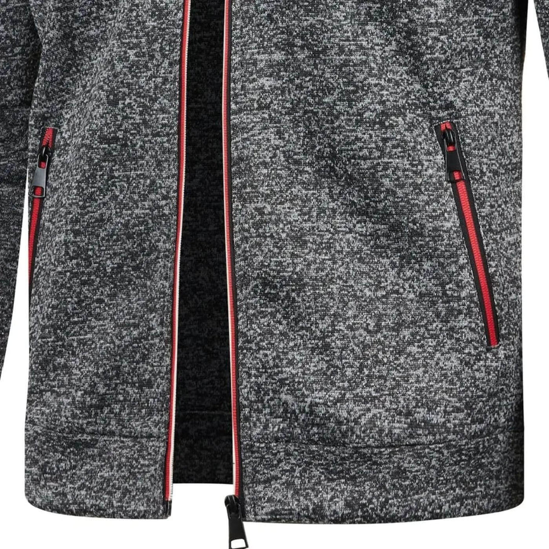 Bordeauxrood heren jack; modern ritsjack met opstaande kraag, ideaal voor casual heren mode.