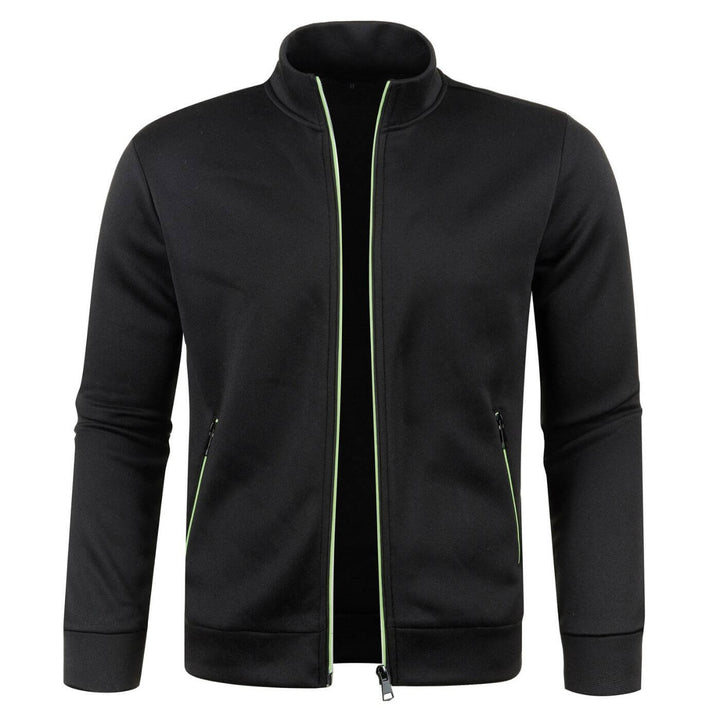 Marineblauw heren jack; elegant ritsjack met opstaande kraag, comfortabel en veelzijdig.