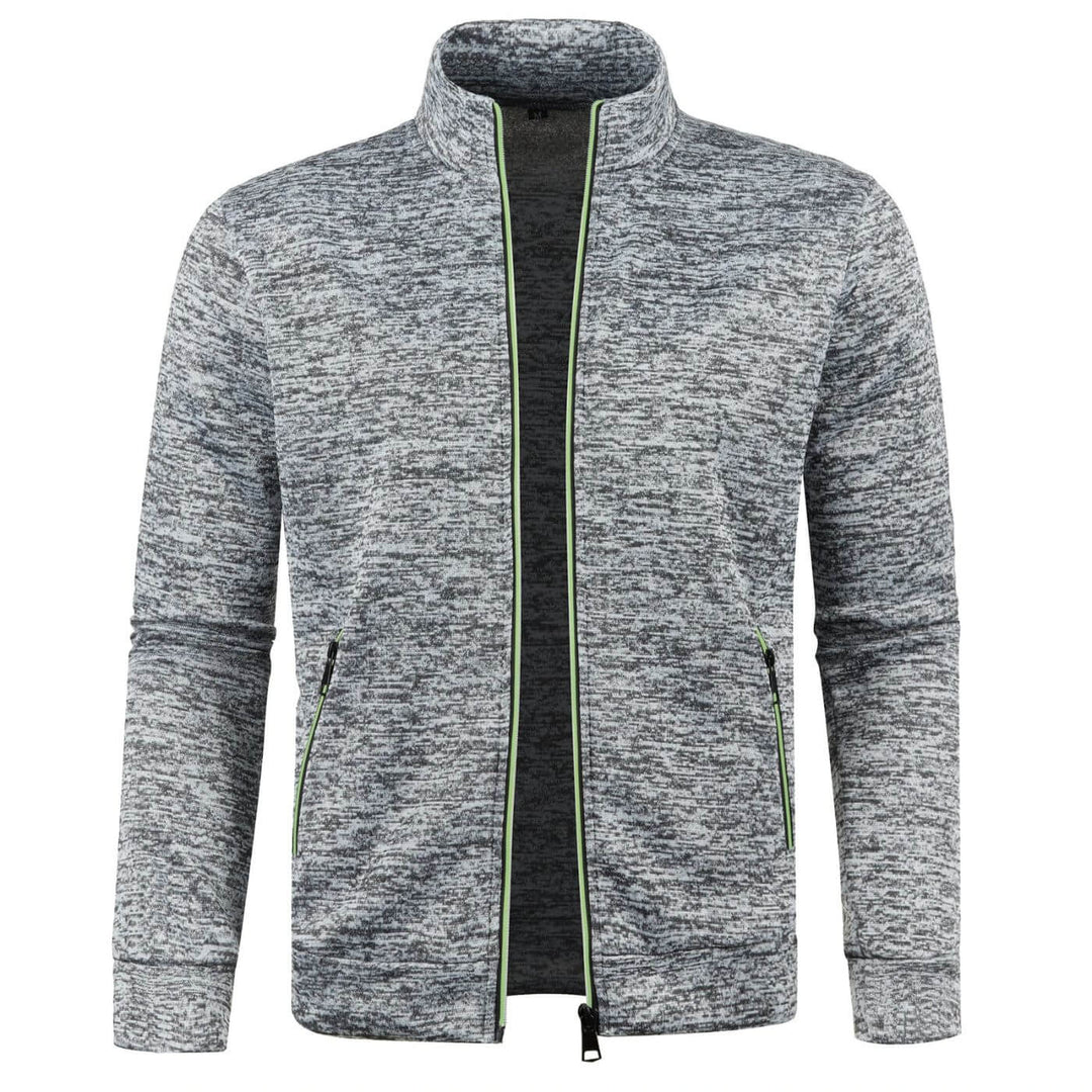 Bordeauxrood jack voor heren; een stijlvol ritsjack met opstaande kraag voor trendy outfits.