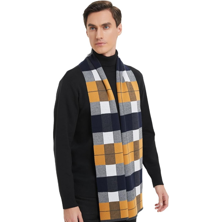 Luxe heren sjaal van zacht kasjmier, perfect voor winterse mannenmode en extra warmte.