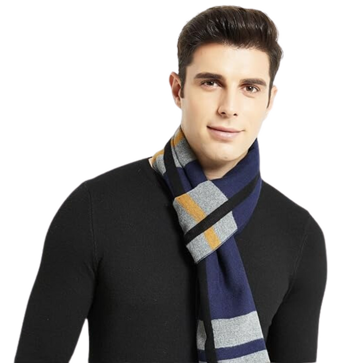 Stijlvolle heren winter sjaal Ryan, vervaardigd uit premium kasjmier voor optimale warmte.