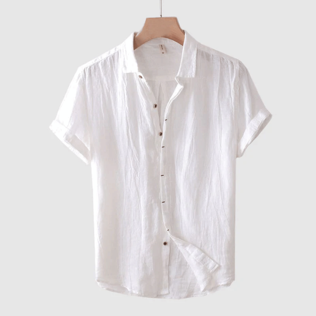 Stijlvol blauw herenoverhemd ideaal voor casual zomeravonden, comfortabel en luchtig. Perfect voor elke man.
