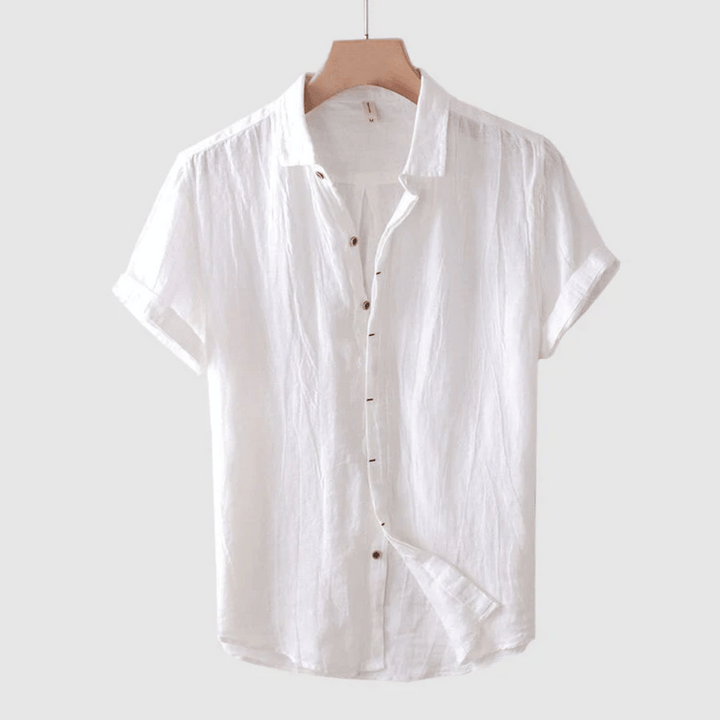 Stijlvol blauw herenoverhemd ideaal voor casual zomeravonden, comfortabel en luchtig. Perfect voor elke man.