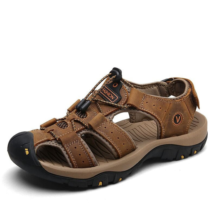 Vooraanzicht van de Lamar comfortabele herensandalen, ideaal voor zomerse dagen en ontspannen buiten.