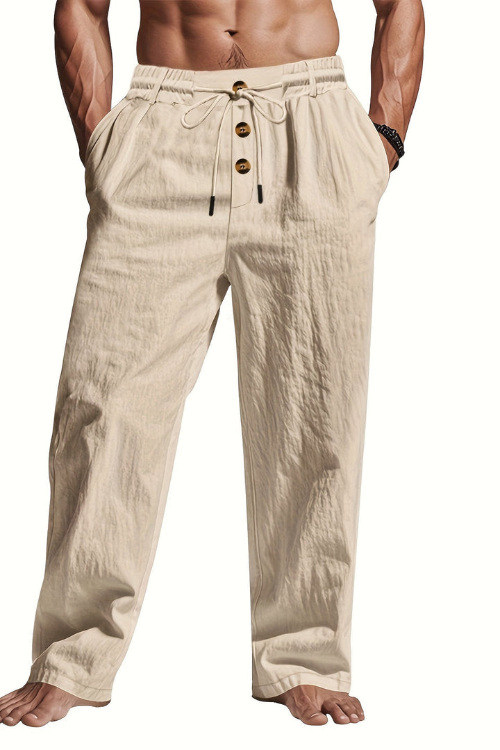 Heren lange broek met praktisch trekkoord en moderne rechte pijpen. Casual en comfortabel voor elke dag.