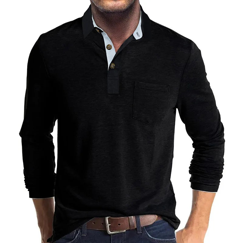 Heren langemouw polo, ademend voor comfort, ideaal voor lente & herfst.