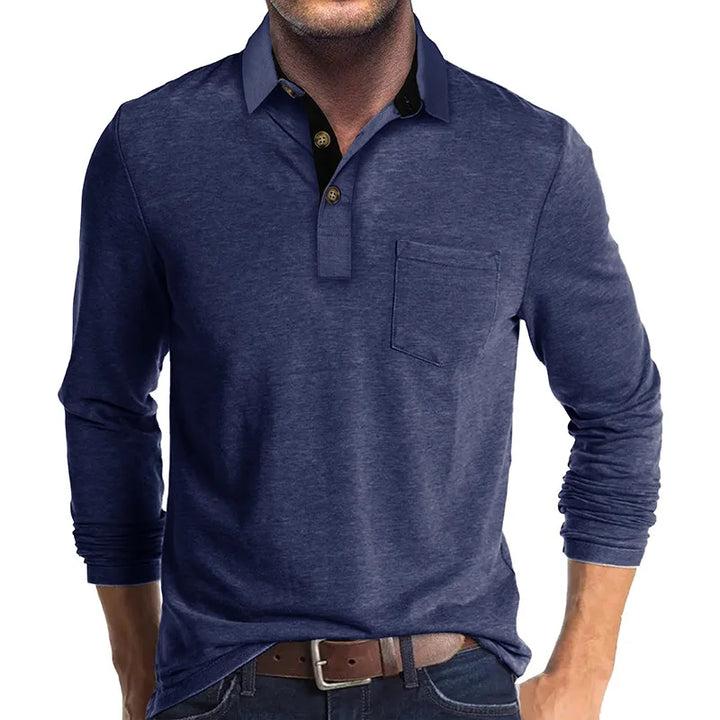 Ademende heren langemouw polo, optimale temperatuurregulatie voor de hele dag.