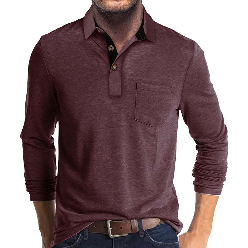 Casual heren polo met lange mouwen, veelzijdig voor elke gelegenheid.