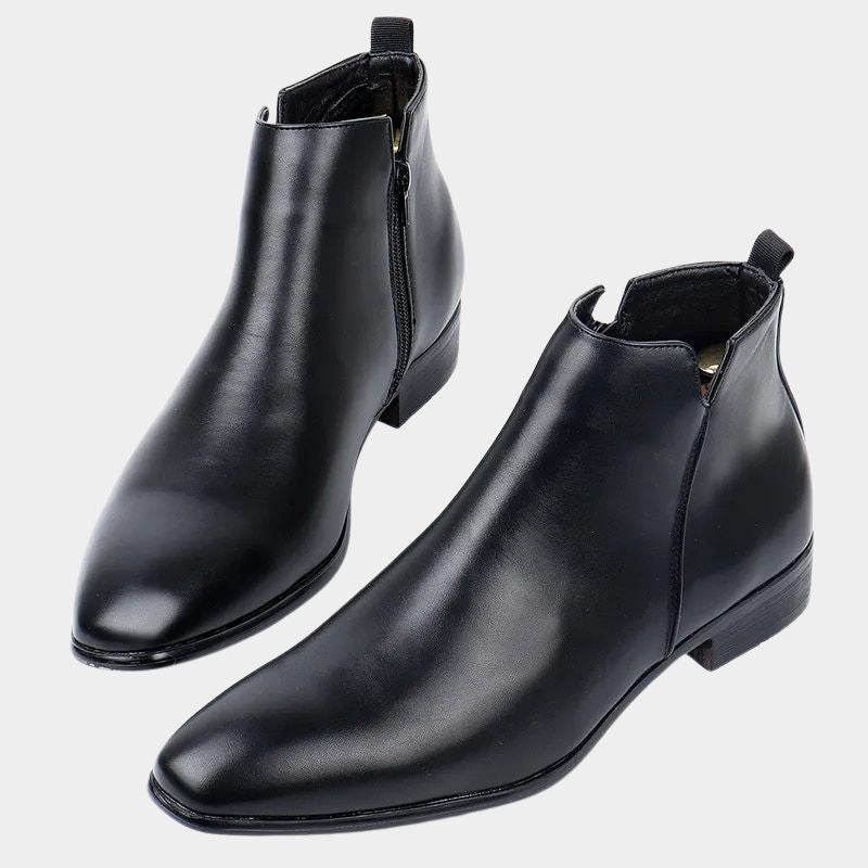 Heren Lars retro leren laarzen met zijrits, perfect voor een tijdloze, stijlvolle look.
