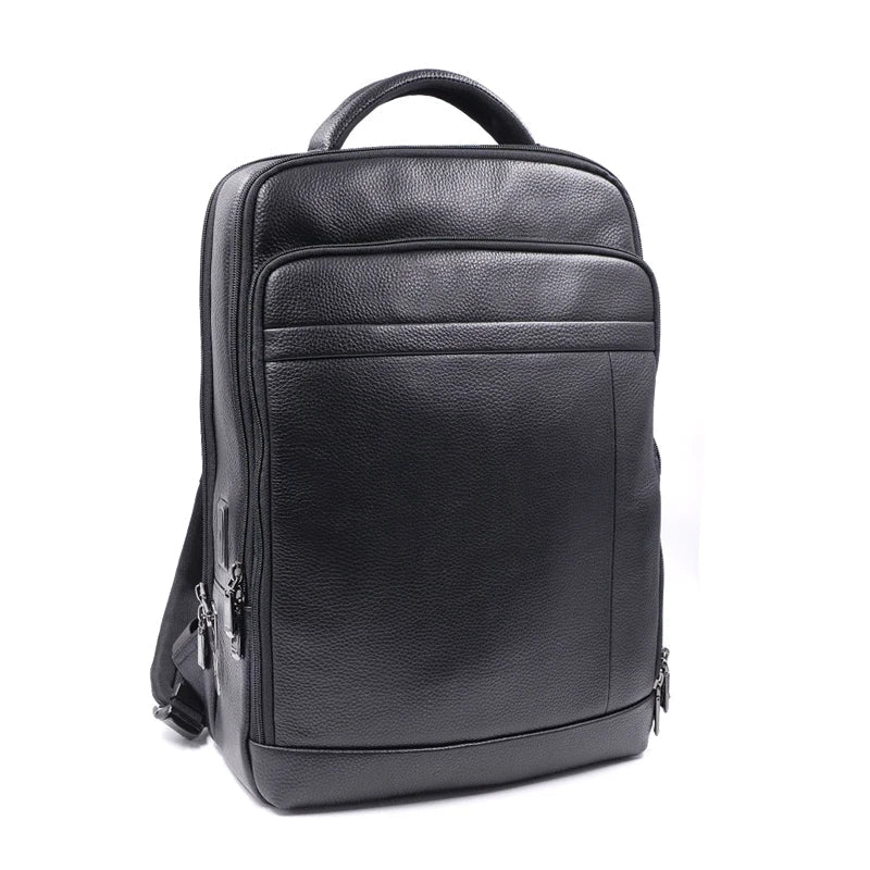Stijlvolle heren leren rugzak met vingerafdrukslot, perfect voor veilig reizen en werk, praktische antidiefstal tas.