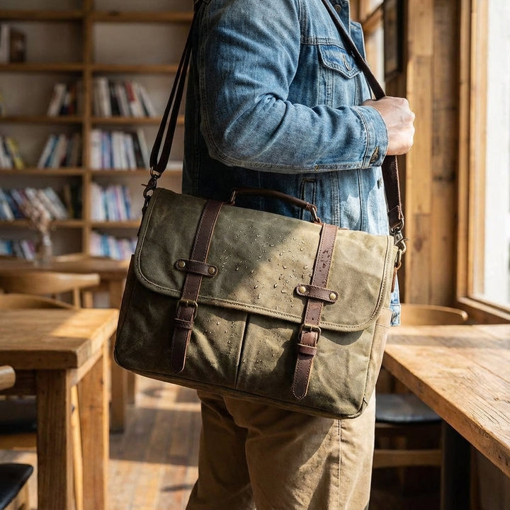 Heren leren messenger tas MetroSatchel in bruin leer, perfect voor dagelijks gebruik en laptops.