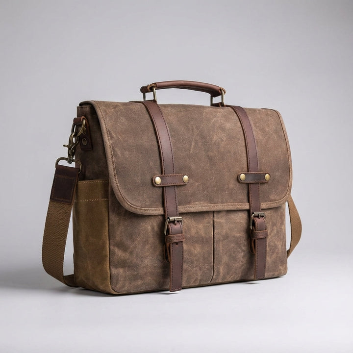 Functionele heren leren schoudertas, MetroSatchel, met ruime compartimenten, geschikt voor laptops en werk.