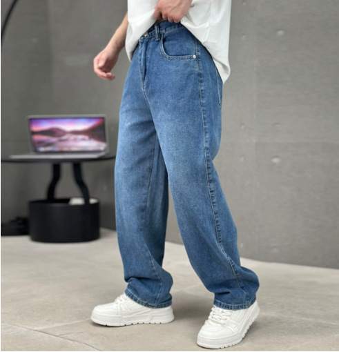 Heren loose fit straight leg jeans, comfortabel voor dagelijks casual gebruik.