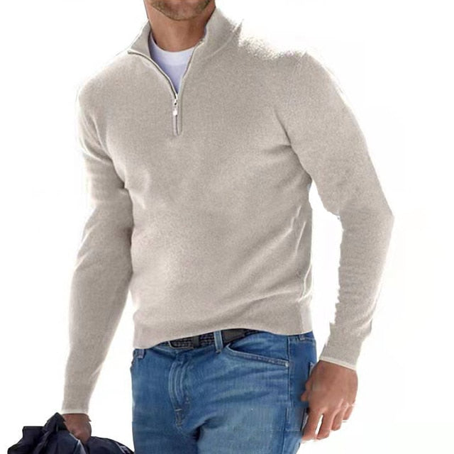 Comfortabele heren V-hals trui met praktische rits. Ademende en geurwerende herenmode voor elke dag.