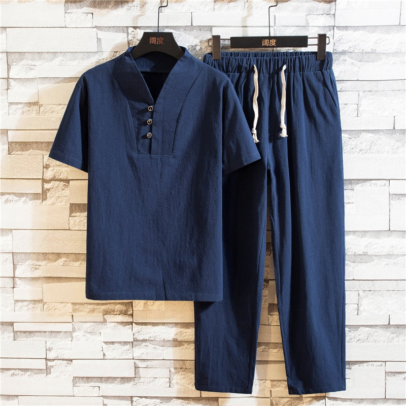 Stijlvolle Luno kledingset voor heren, tijdloze zomerlook, perfect voor strand of stad.