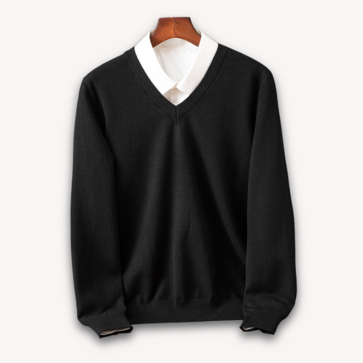 Heren luxe cashmere V-hals trui voor een elegante en comfortabele winterlook.