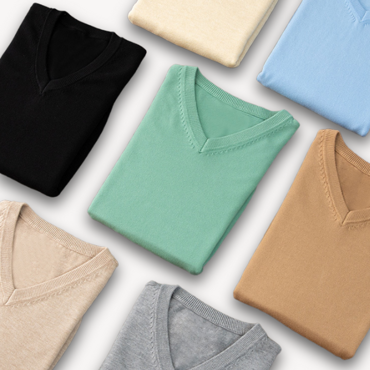 Warme en modieuze heren V-hals trui van zacht cashmere, perfect voor gelaagde winterlooks.