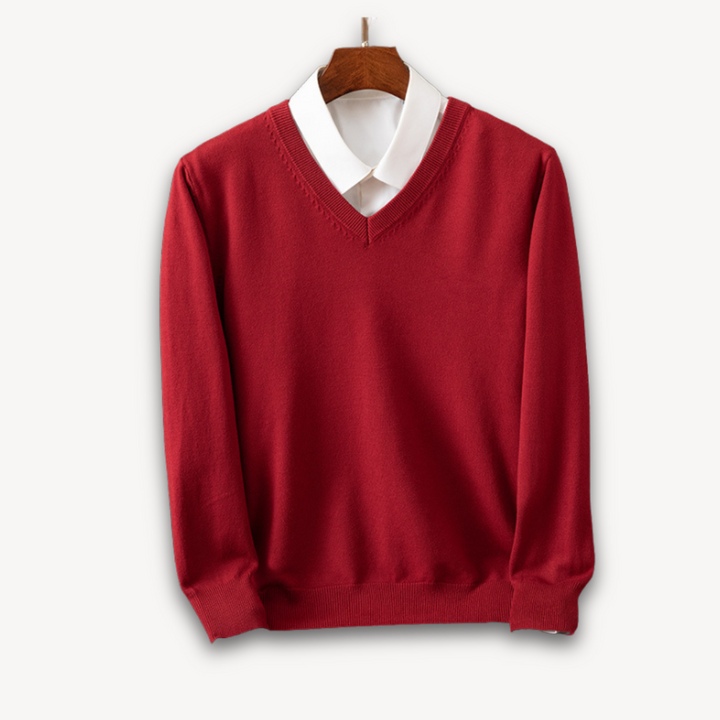 Stijlvolle cashmere trui voor heren met V-hals, perfect voor zowel casual als zakelijke outfits.