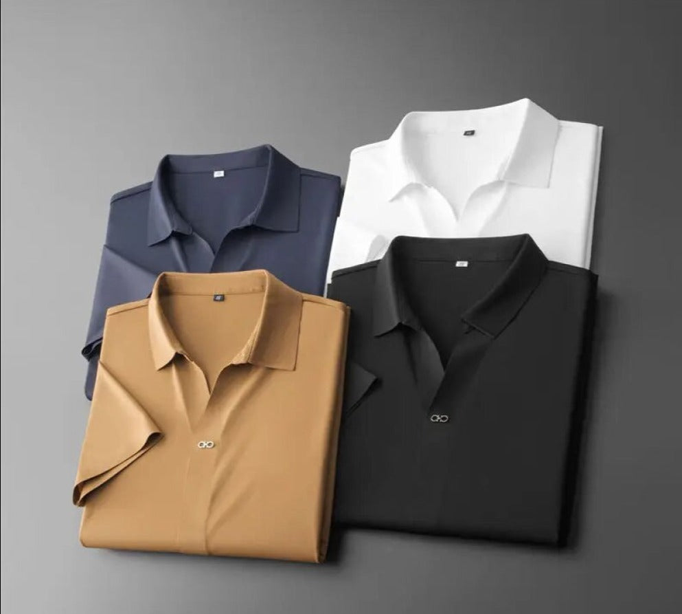 Heren luxe tweedelige set: stijlvol poloshirt en comfortabele pantalon voor zomer en lente.