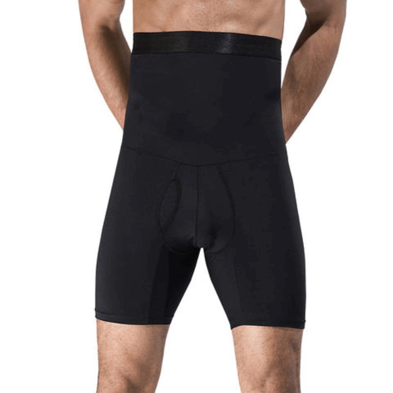 Zwarte heren vormende onderkleding, MaxFit compressie boxershort die de taille slank maakt en de buik plat.