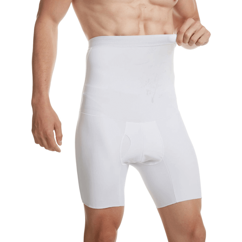 Close-up van MaxFit heren compressie boxershort, stofdetails die zorgen voor een slanke taille en comfort.